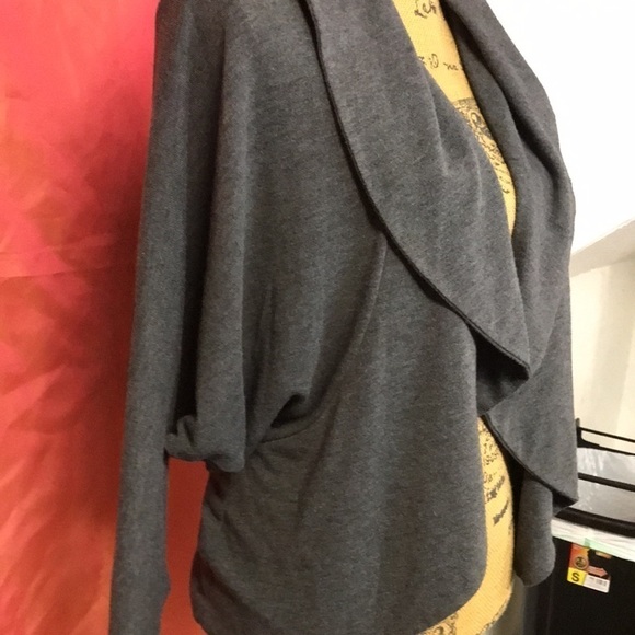 OATT Women’s Open Front Cardigan Gray Size S Waterfall With Dolman Sleeves - Picture 2 of 12